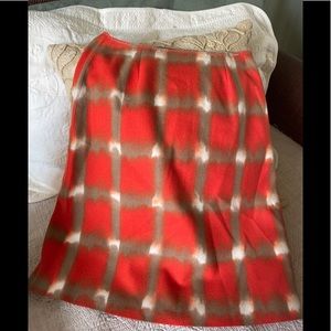 Tahari orange checkered skirt size 6